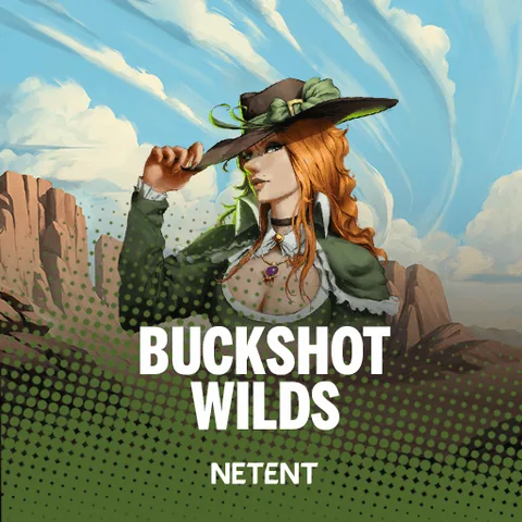Buckshot Wilds için özgün tanıtım görseli: slot oyunu düzenini soyut geometrik desenle gösterir.