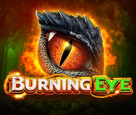 Burning Eye için özgün tanıtım görseli: slot oyunu düzenini soyut geometrik desenle gösterir.