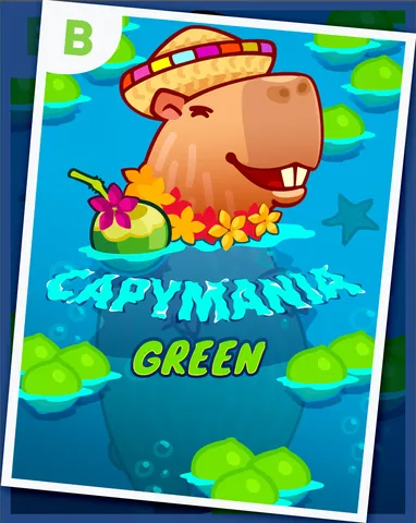 Capymania Green için özgün tanıtım görseli: slot oyunu düzenini soyut geometrik desenle gösterir.