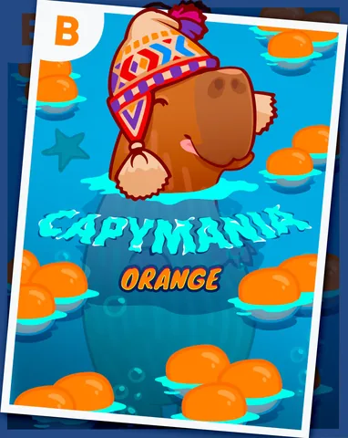 Capymania Orange için özgün tanıtım görseli: slot oyunu düzenini soyut geometrik desenle gösterir.