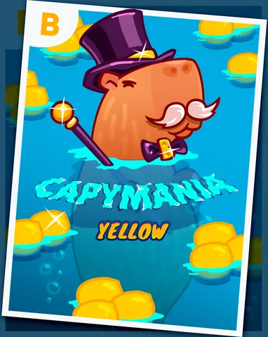 Capymania Yellow için özgün tanıtım görseli: slot oyunu düzenini soyut geometrik desenle gösterir.