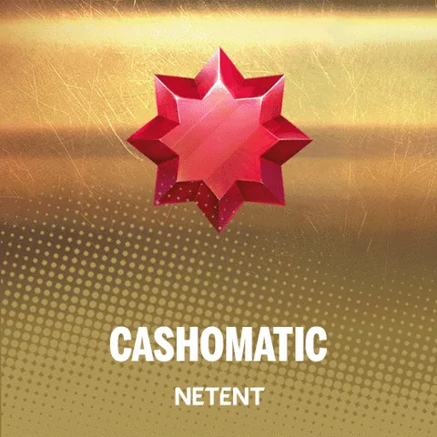 Cash-O-Matic için özgün tanıtım görseli: slot oyunu düzenini soyut geometrik desenle gösterir.
