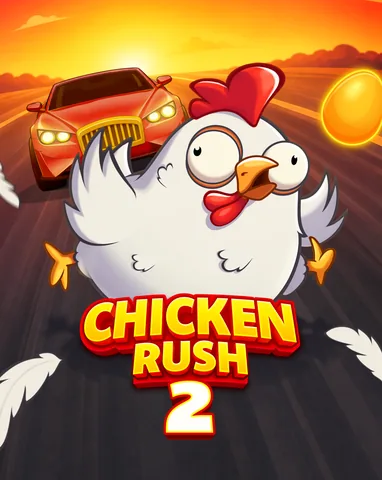 Chicken Rush 2 için özgün tanıtım görseli: slot oyunu düzenini soyut geometrik desenle gösterir.