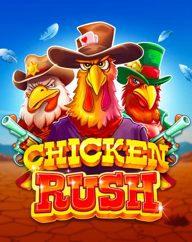 Chicken Rush için özgün tanıtım görseli: slot oyunu düzenini soyut geometrik desenle gösterir.