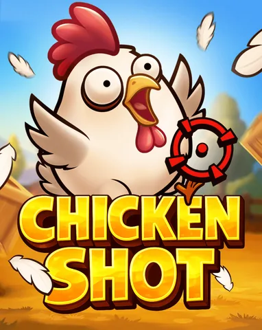 Chicken Shot için özgün tanıtım görseli: slot oyunu düzenini soyut geometrik desenle gösterir.